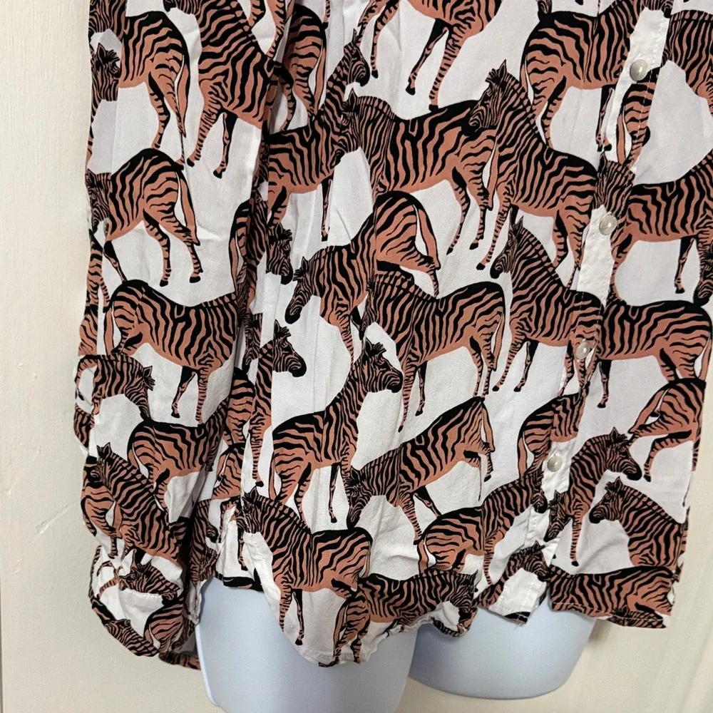 *Last Chance* Jane and Delancey Zebra Print Button Down Shirt - Picture 7 of 15